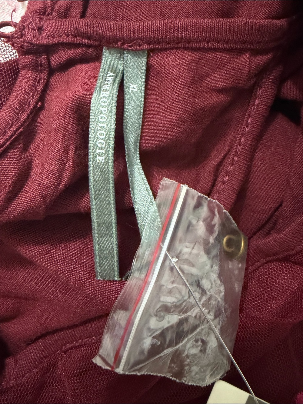 NWT Anthropologie Embroidered High-Neck Tank Top in Burgundy and Blush - Picture 7 of 9